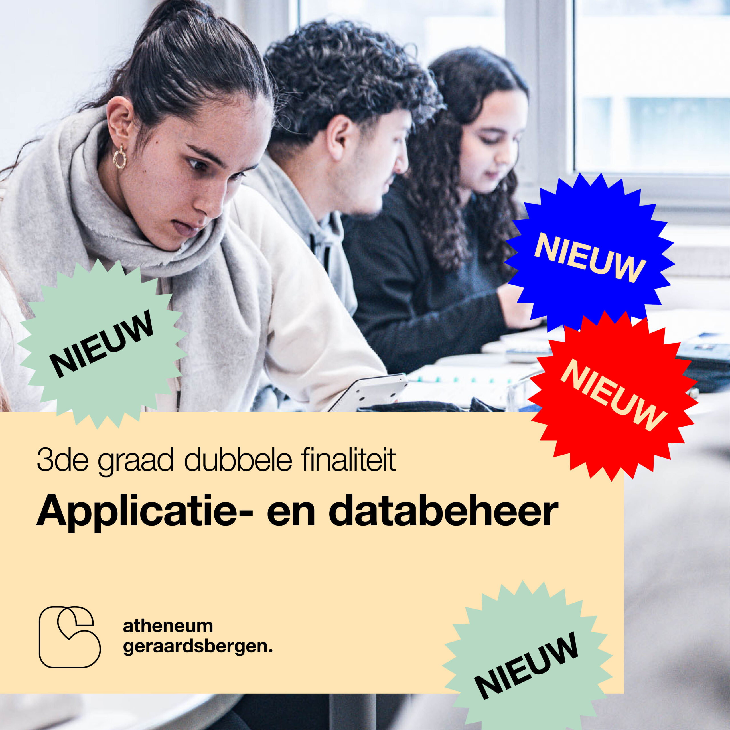 GO! atheneum Geraardsbergen richt 3 nieuwe studierichtingen in binnen het veld informatica, netwerkinstallaties, applicatie- en databeheer